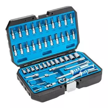 Набор сменных головок 46 шт., CrV, трещотки 72Т