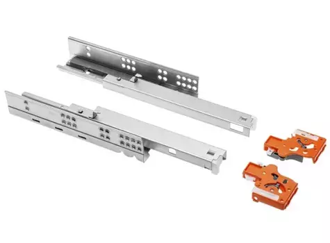 Направляющие скрытого монтажа MODERN SLIDE L-400 полного выдвижения с выталкивателем, плита 16-19 мм