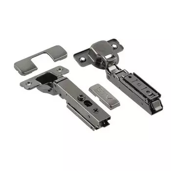 Петля SOLID PRO накладная самозакрывающаяся, регулировка в 3 плоскостях, прямая планка CLIPON, черная, без еврошурупа