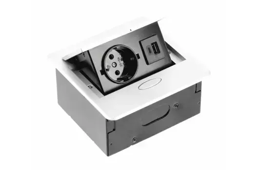 Розетка врезная AVARO (Schuko), 2xUSB (A+C), белый, с проводом 1,5 метра