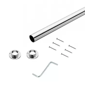 Штанга круглая для шкафа 1000 мм с креплением (2 фланца для трубы d25, 6 шурупов 4*16, ключ для стяжки 3мм)