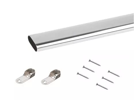 Штанга овальная для шкафа 700 мм с креплением (2 держателя для овальной трубы, 6 шурупов 3,5*16)