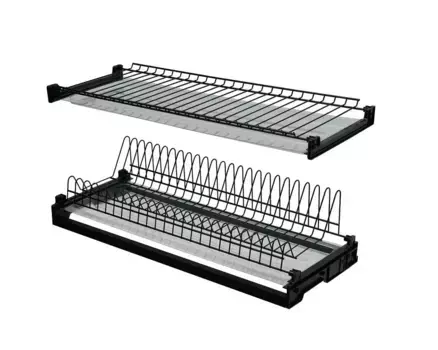 Сушилка для посуды в модуль 600 мм с алюминиевой рамкой, 2 поддонами, черный (вариант 5)