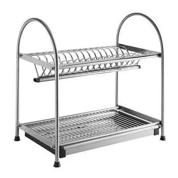 Сушилка для посуды двухуровневая, настольная 452х278х455 инокс
