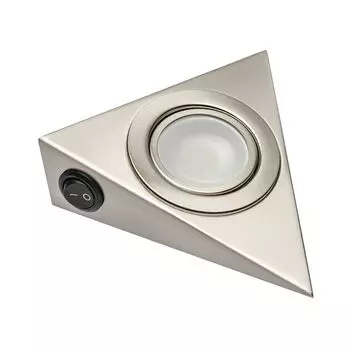 Точечный накладной светодиодный светильник уголок инокс, 12v, 1,8w, 9 диодов теплый свет с выключателем, провод 2м