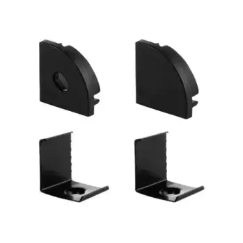 Заглушки для алюминиевого профиля LR49-BL, черный, с крепежом (2 заглушки и 2 крепежа)