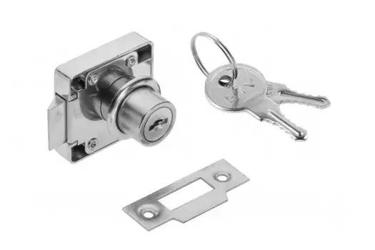 Замок мебельный №338 с защелкой, металлический ключ