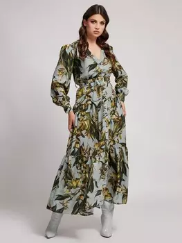 Длинное Платье Сплошной Принт