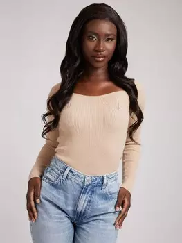 Джемпер В Рубчик С Вырезом Сердце