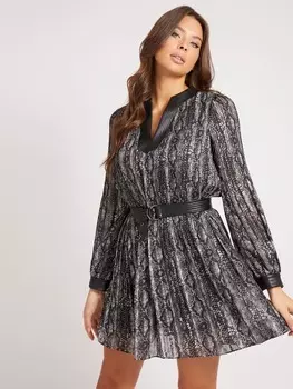 Платье Со Сплошным Принтом И Поясом