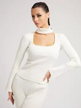 Свитер С Высоким Воротом В Рубчик