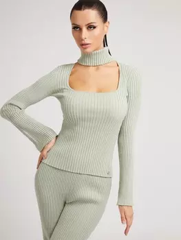 Свитер С Высоким Воротом В Рубчик