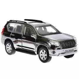 Машина металл TOYOTA PRADO ХРОМ СЕРЕБРИСТЫЙ, 12см,открыв. двери, инерц, в кор.Технопарк