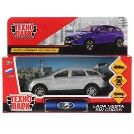 Машина металлическая LADA VESTA SW CROSS, длина 12 см, открываются двери, багаж, инерционная, Технопарк