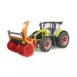 Трактор Bruder Claas Axion 950 c цепями и снегоочистителем