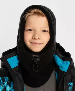 Балаклава флисовая с регулируемой утяжкой черная детская Button Blue