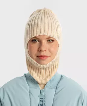 Балаклава вязаная молочная детская Button Blue
