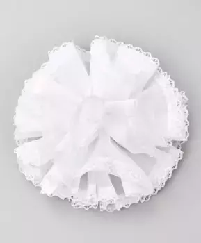 Бант на резинке KEDDO с ажурной окантовкой белый (One size)