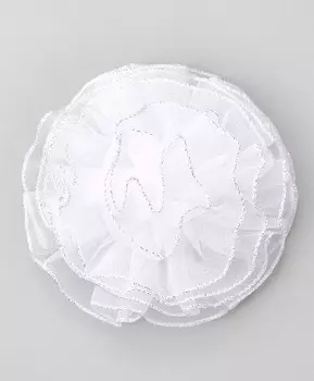 Бант на резинке KEDDO с блестящей окантовкой белый