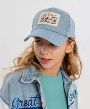 Бейсболка джинсовая с шевроном голубая детская Button Blue (54-56)