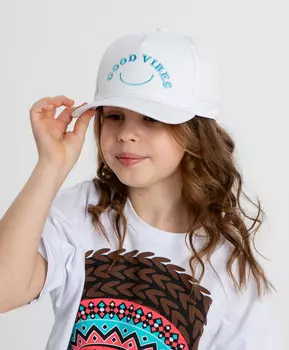 Бейсболка с принтом для девочки белая Button Blue (54-56)