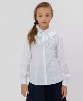 Белая блузка с шифоновым жабо Button Blue (122)