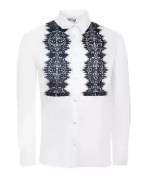 Белая блузка с синим кружевом Gulliver (158)