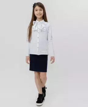 Белая блузка с жабо Button Blue (128)
