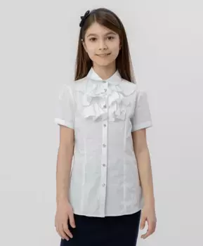 Белая блузка с жабо Button Blue (152)