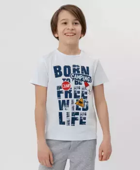 Белая футболка с удлиненной спинкой Button Blue (152)