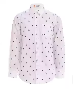 Белая рубашка с орнаментом Пальмы Button Blue (146)