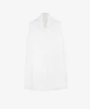 Блузка без рукавов трапециевидной формы из шифона молочная GLVR