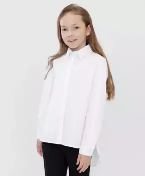 Блузка классическая с удлиненной спинкой белая Button Blue (164)
