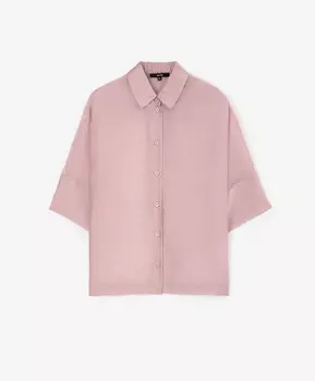 Блузка оверсайз из полупрозрачной ткани розовая GLVR