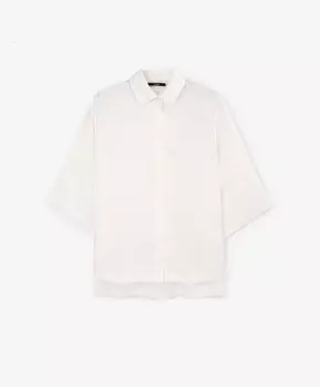 Блузка оверсайз из струящейся переливающейся ткани молочная GLVR