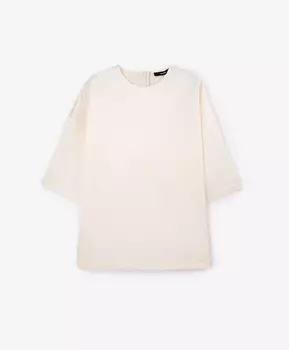 Блузка оверсайз из вискозной ткани с высоким содержанием льна и хлопка молочная GLVR