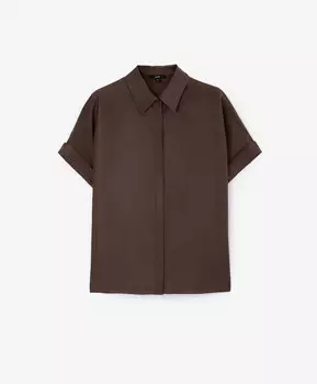 Блузка оверсайз с коротким рукавом-кимоно коричневая GLVR