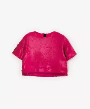 Блузка оверсайз с коротким рукавом розовая Gulliver (122)