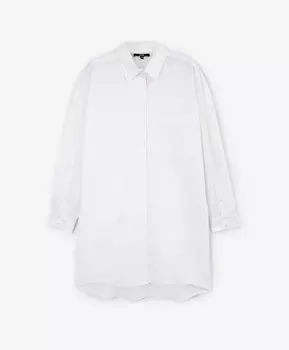 Блузка оверсайз удлиненная О-образной формы белая GLVR