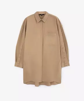 Блузка оверсайз удлиненная О-образной формы бежевая GLVR