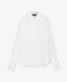 Блузка полуприлегающего силуэта с широкими манжетами белая GLVR (XL)
