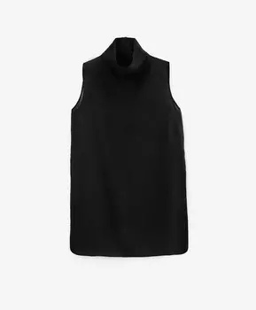 Блузка полупрозрачная без рукавов из ткани с высоким содержанием льна черная GLVR