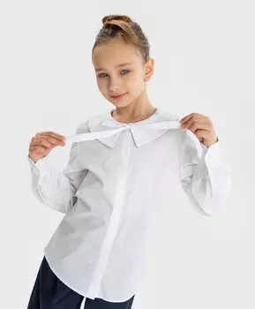 Блузка прямого силуэта с длинным рукавом белая Button Blue (134)