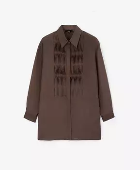 Блузка прямой свободной формы из полупрозрачной ткани коричневая GLVR