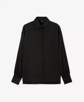 Блузка прямой свободной формы из струящейся поливискозы черная GLVR (L)