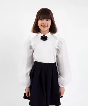 Блузка с длинным рукавом белая Gulliver (122)