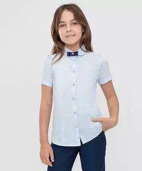 Блузка с коротким рукавом голубая Button Blue