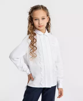 Блузка с кружевом и отложным воротником белая Button Blue (170)