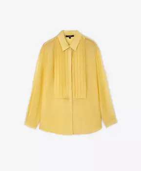 Блузка с манишкой прямой свободной формы из полупрозрачного текстиля желтая GLVR (XL)