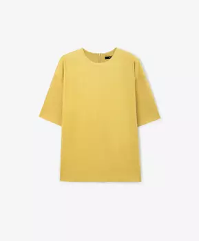 Блузка силуэта оверсайз из экозамши желтая GLVR